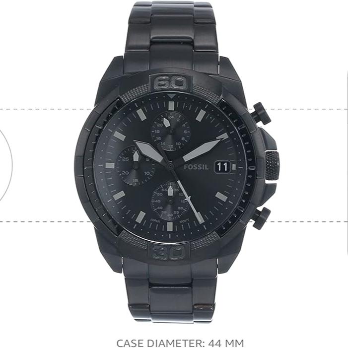 Fossil Bronson Chronograph Black Dial Black Steel Strap Watch for Men - FS5853