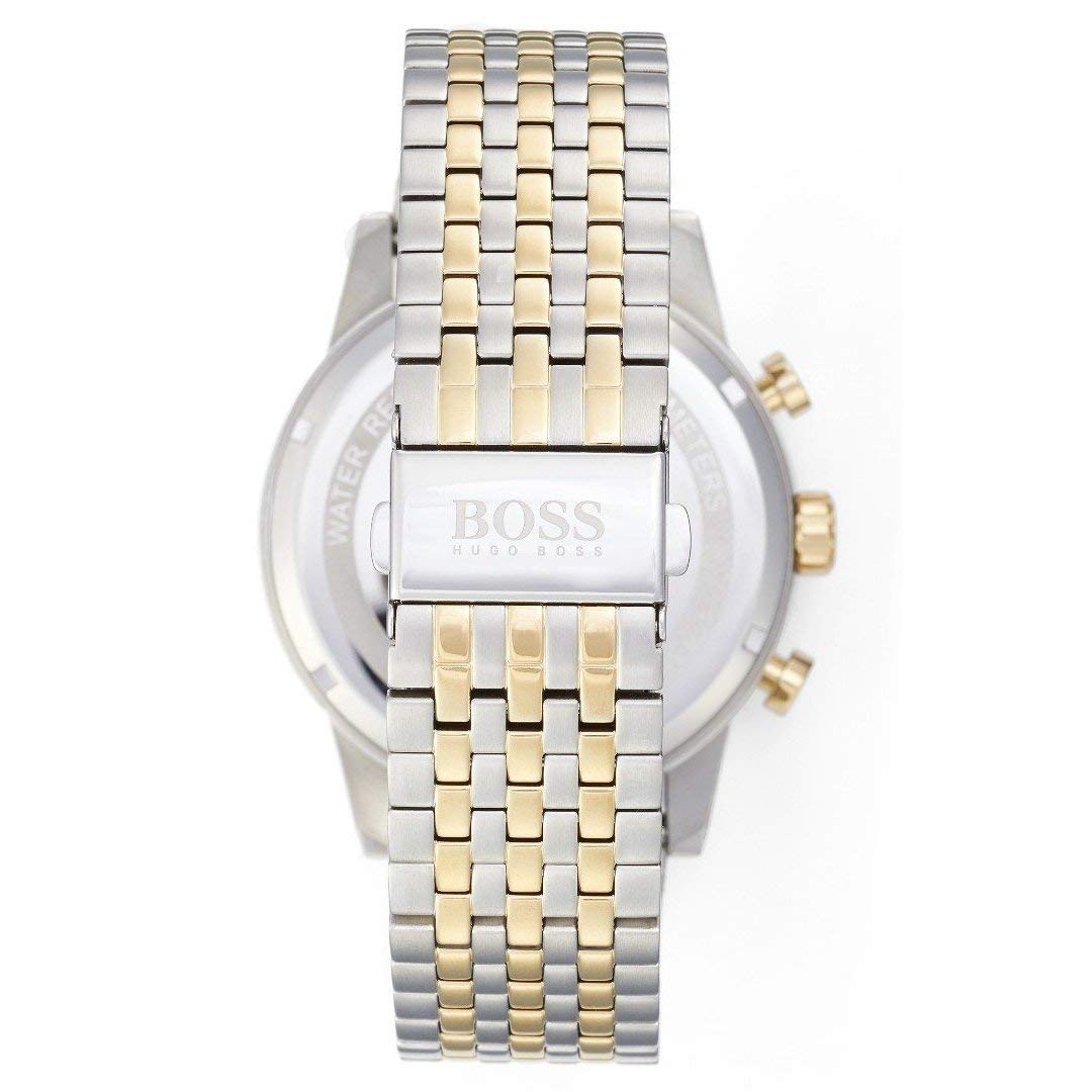 Hugo Boss Navigator Chronograph White Dial Two Tone Steel Strap Watch for Men - 1513499