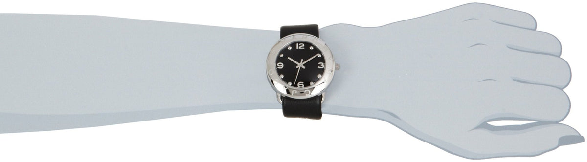 Marc Jacobs Amy Black Dial Black Leather Strap Watch for Women - MBM1140