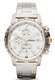 Fossil Dean Chronograph White Dial Silver Steel Strap Watch for Men - FS4795