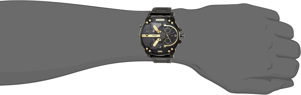Diesel Mr. Daddy 2.0 Black Dial Black Steel Strap Watch For Men - DZ7435