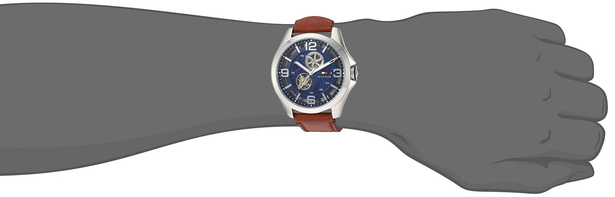Tommy Hilfiger Bruce Analog Blue Dial Brown Leather Strap Watch for Men - 1791278