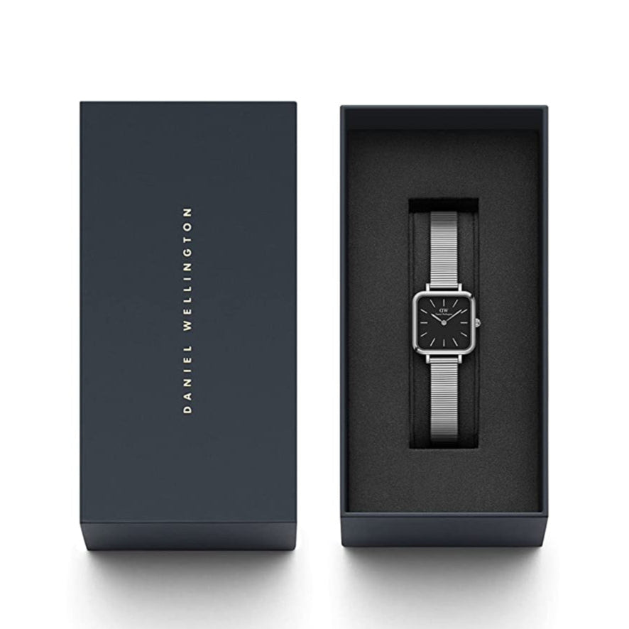 Daniel Wellington Quadro Studio Black Dial Silver Stailess Steel Watch For Women - DW00100522