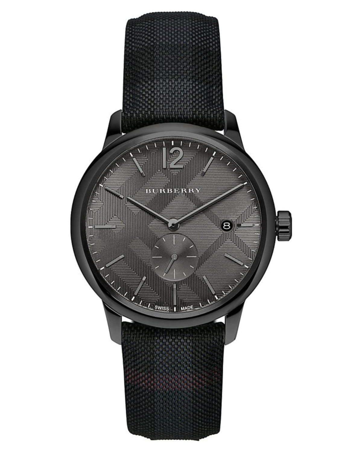 Burberry The Classic Round Horseferry Black Dial Black Leather Strap Watch for Men - BU10010