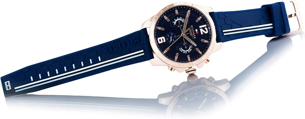 Tommy Hilfiger Decker Multifunction Blue Dial Blue Rubber Strap Watch for Men - 1791474