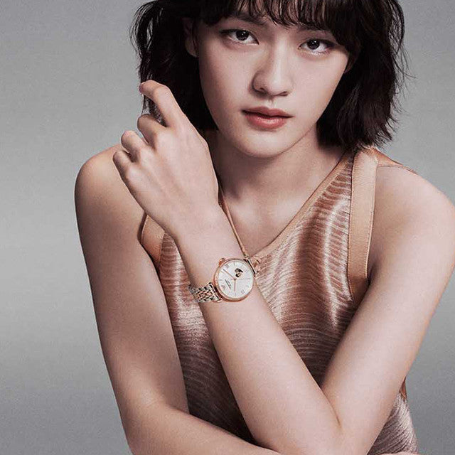 Emporio Armani Meccanico Automatic Mother of Pearl Dial Two Tone Steel Strap Watch For Women - AR60049