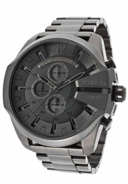Diesel Mega Chief Chronograph Grey Dial Grey Steel Strap Watch for Men - DZ4282