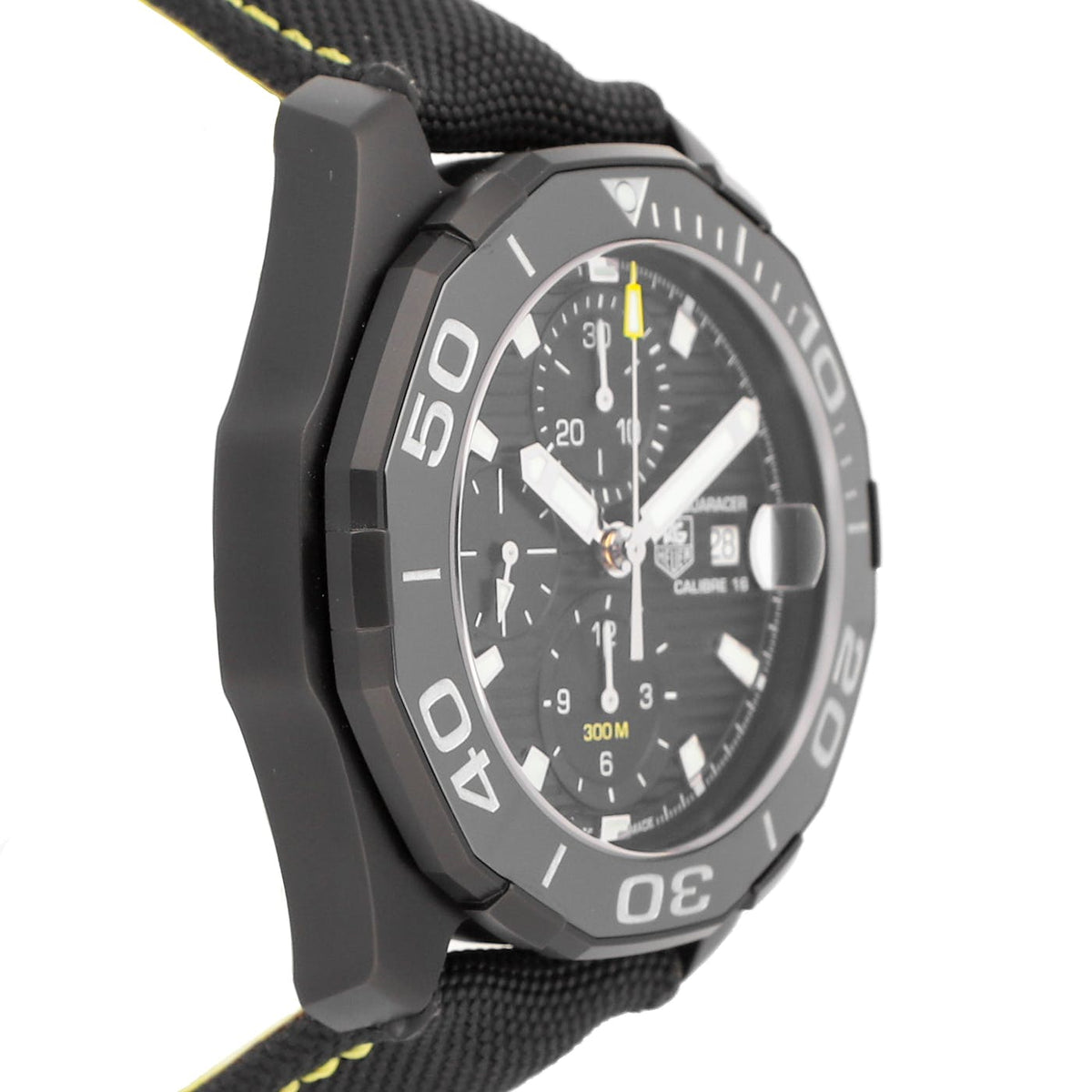 Tag Heuer Aquaracer Chronograph PVD Black Dial Black Nylon Strap Watch for Men - CAY218A.FC6361