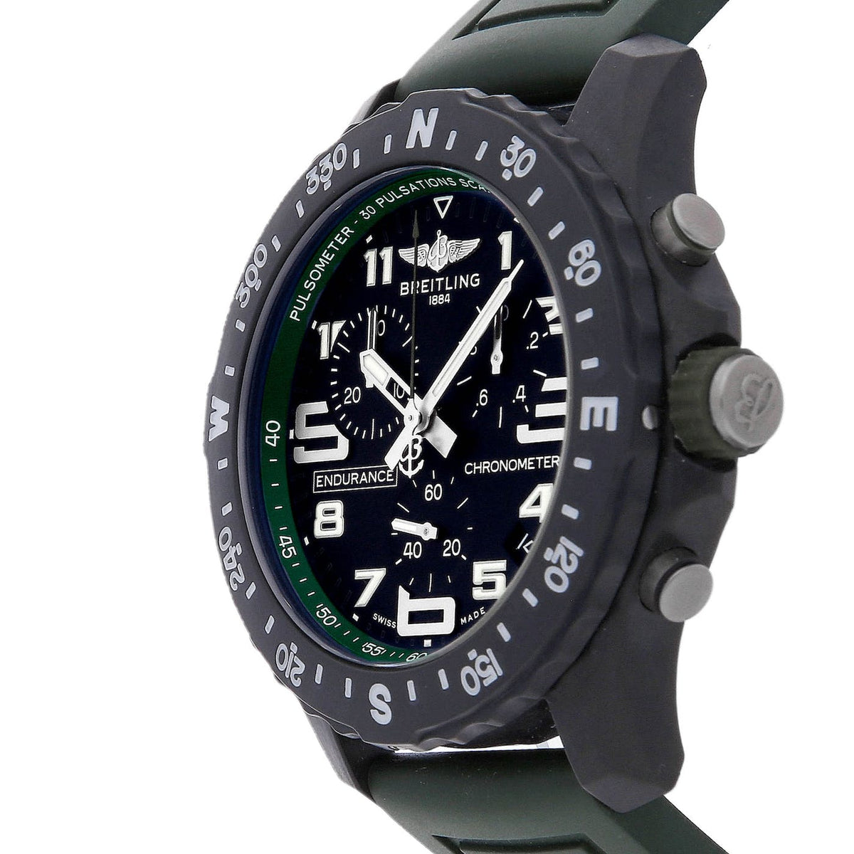 Breitling Endurance Pro Black Dial Green Rubber Strap Watch for Men - X82310D31B1S1
