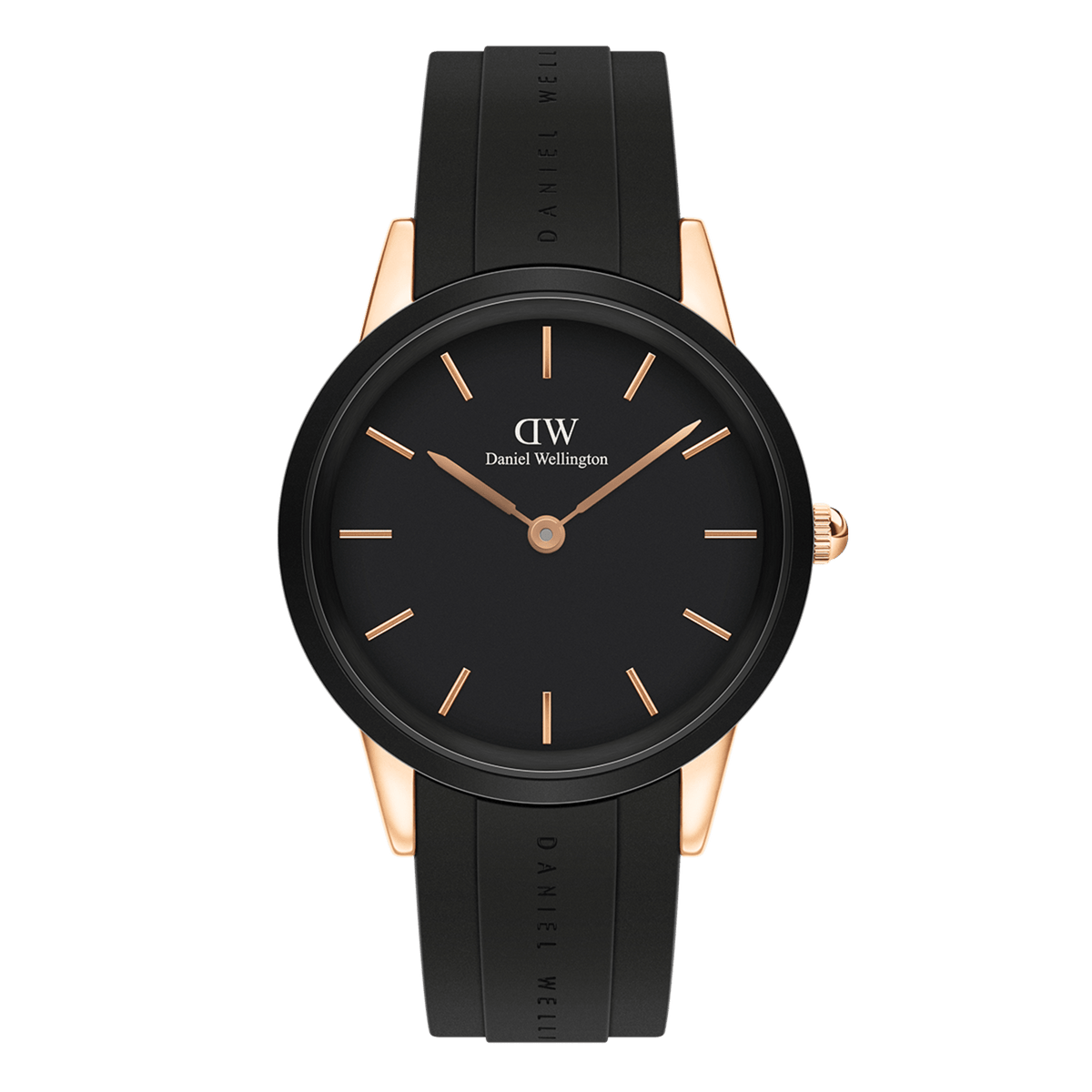 Daniel Wellington Iconic Motion Black Dial Black Rubber Strap Watch For Men - DW00100425