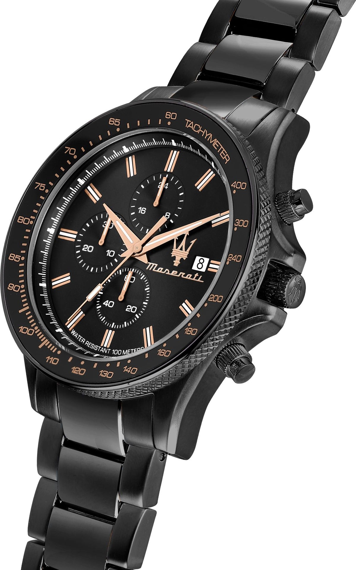 Maserati SFIDA Chronograph Black Dial Black Steel Strap Watch For Men - R8873640011