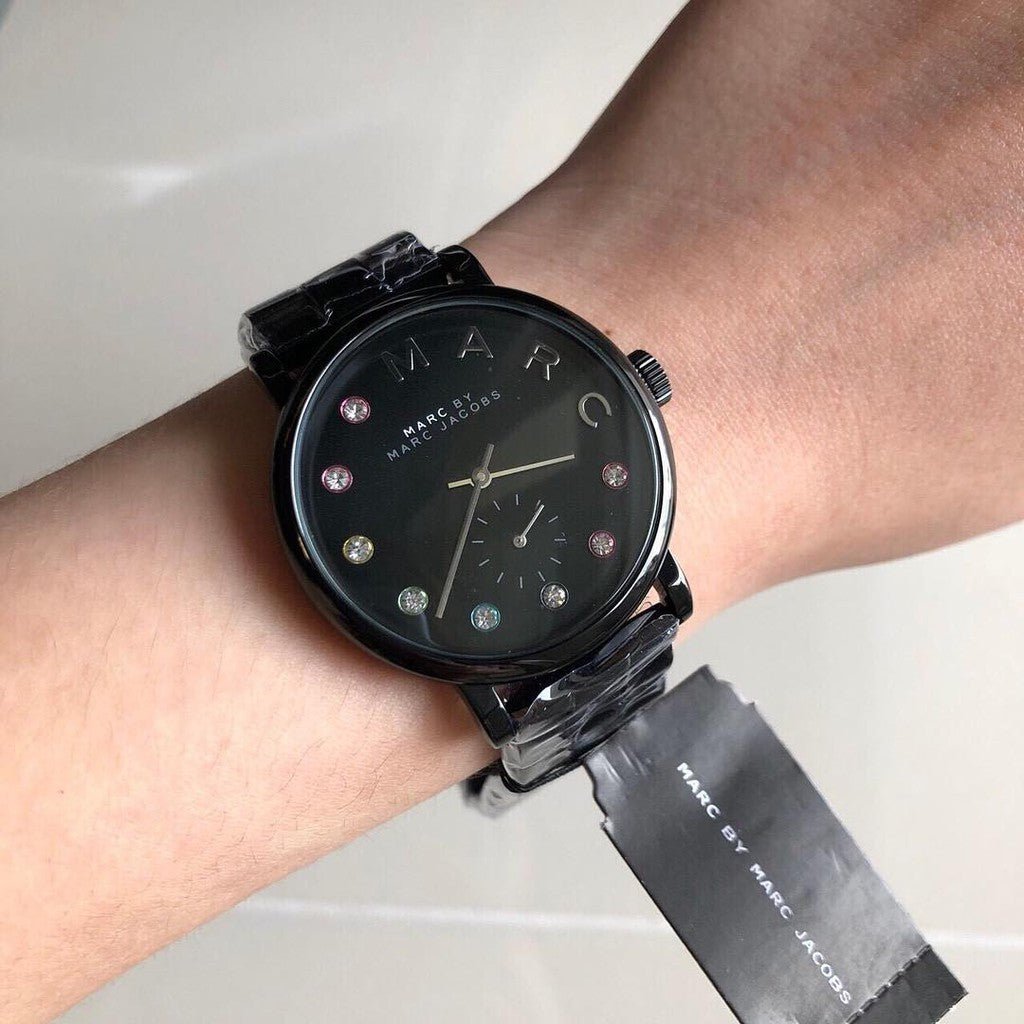 Marc Jacobs Baker Black Dial Black Steel Strap Watch for Women - MBM3425