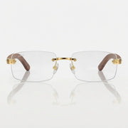 Cartier Men Rimless Gold Brown Frame Transparent Sunglasses