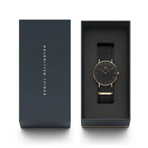 Daniel Wellington Classic Cornwall Black Dial Black NATO Strap Watch For Women - DW00100150