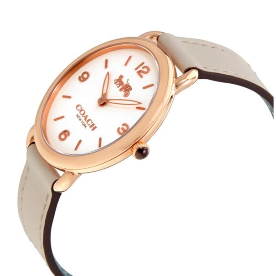 Coach Delancey White Dial White Leather Strap Watch for Women - 14502790