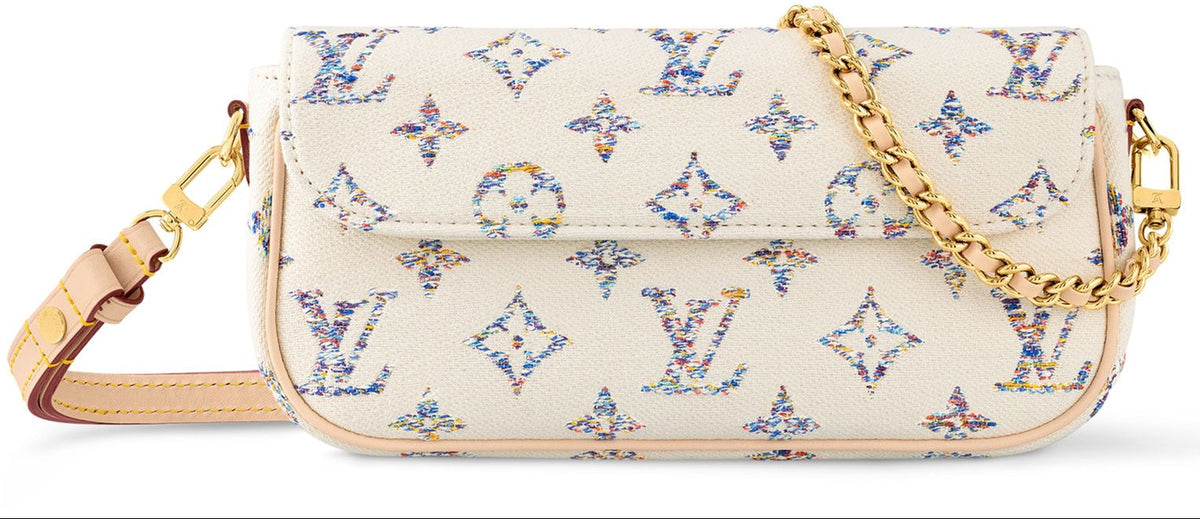 Louis Vuitton Jacquard Canvas Wallet on Chain Ivy Shoulder Bag – White
