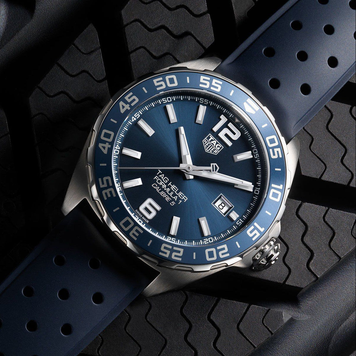 Tag Heuer Formula 1 Bucherer Blue Edition Blue Dial Blue Calfskin Strap Watch for Men - WAZ2015.FT8023