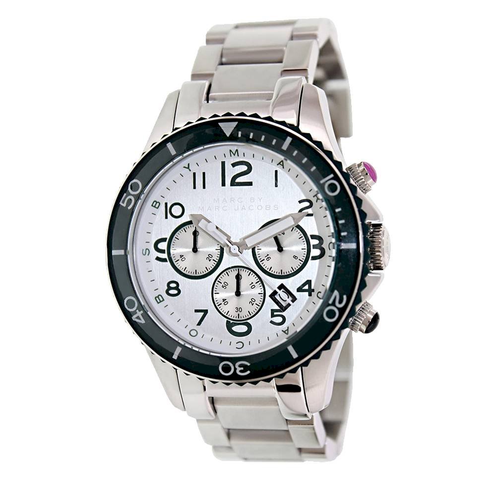 Marc Jacobs Rock Chronograph Silver Dial Silver Steel Strap Watch for Men - MBM5029