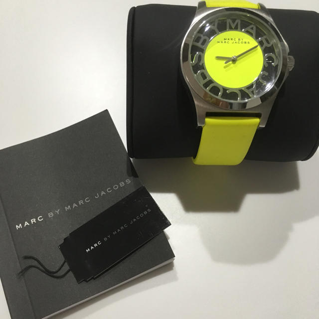 Marc Jacobs Henry Skeleton Neon Yellow Dial Yellow Leather Strap Watch for Women - MBM1242