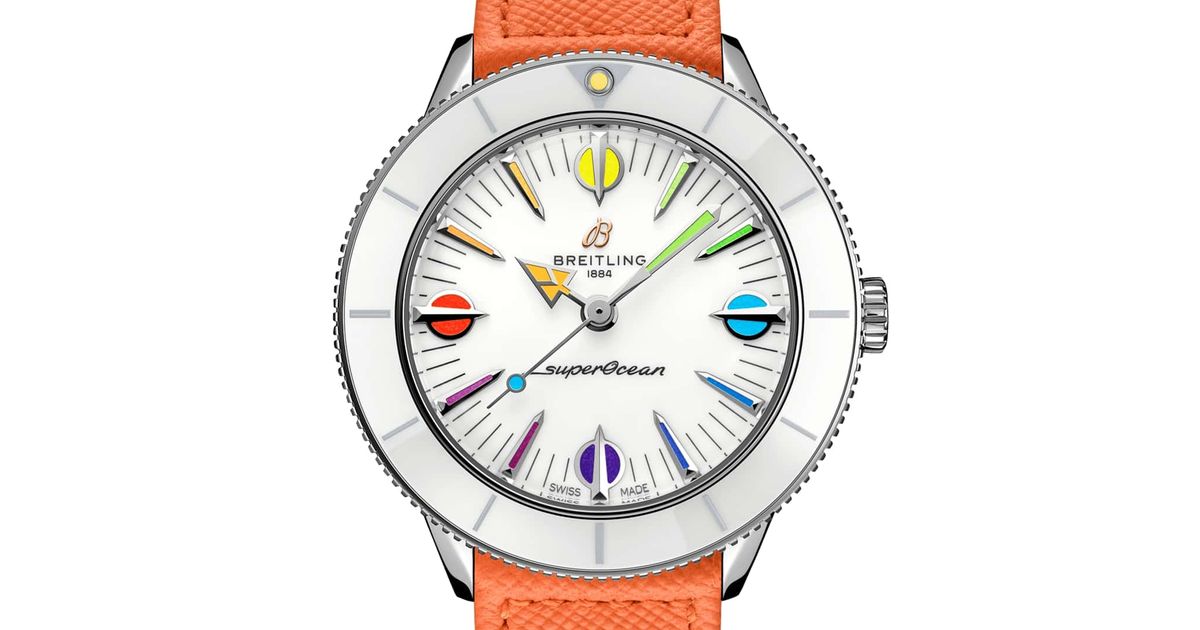 Breitling Superocean Heritage '57 Pastel Paradise White Dial Orange Leather Watch for Women - A10340A11A1X1