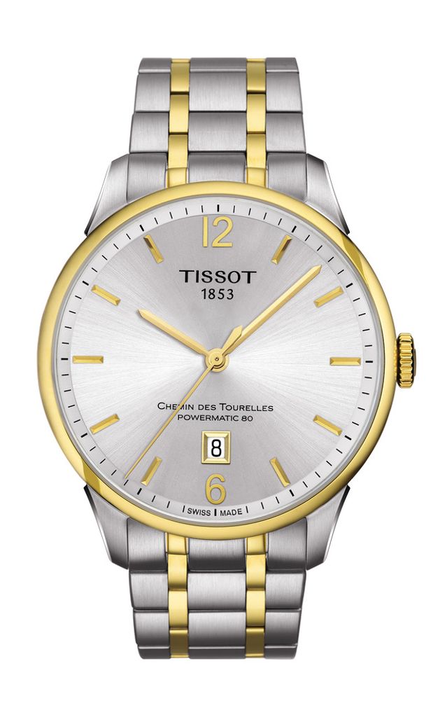 Tissot Chemin Des Tourelles Powermatic 80 Silver Dial Two Tone Steel Strap Watch For Men - T099.407.22.037.00