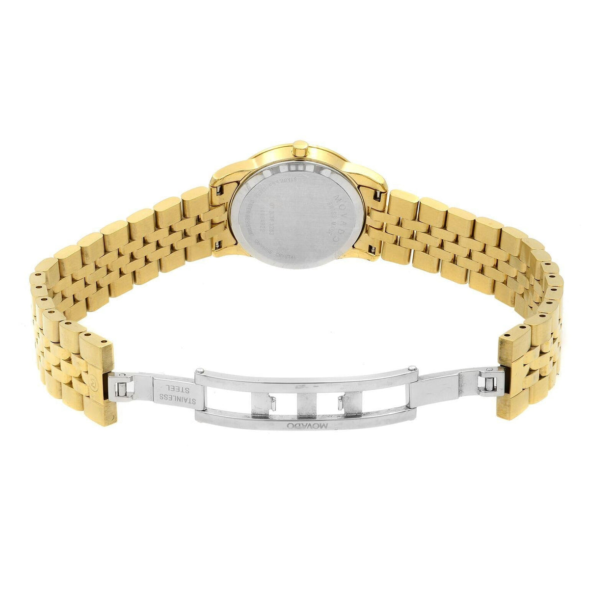 Movado Museum Classic Quartz Black Dial Gold Steel Strap Watch For Women - 0607005