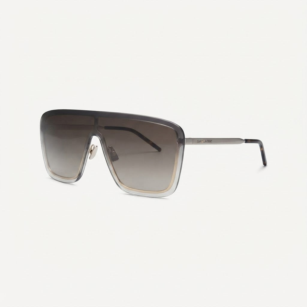 Saint Laurent SL 364 Men Shield Brown Gold Sunglasses