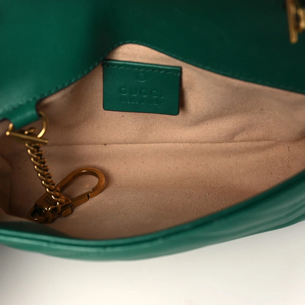 Gucci Gold GG Marmont Mini Shoulder Bag - Green
