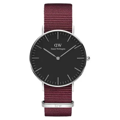 Daniel Wellington Classic Roselyn Black Dial Maroon Nylon Strap Watch For Women - DW00100274