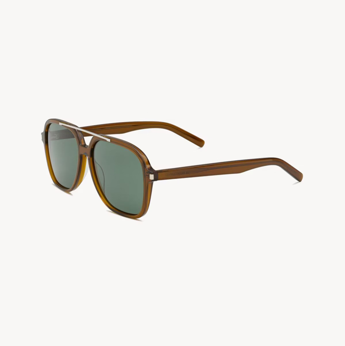 Saint Laurent Women SL 545 Transparent Cognac Brown and Green Sunglasses