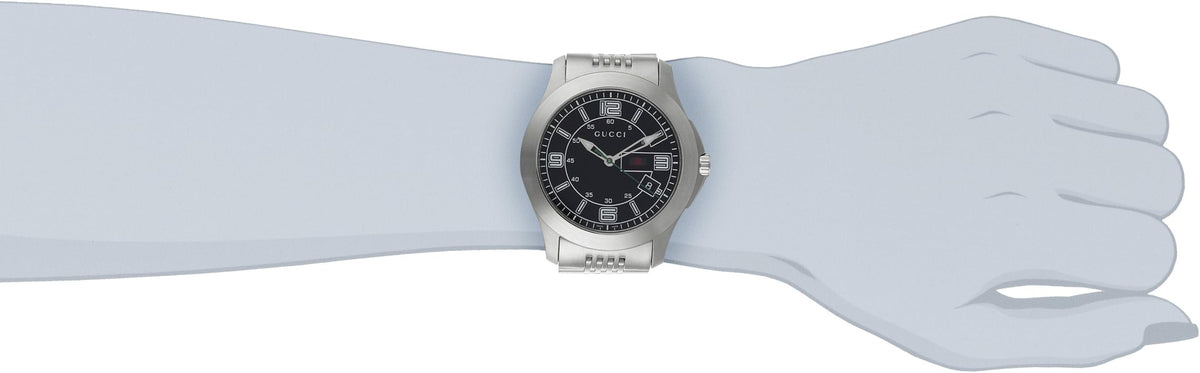 Gucci G Timeless Black Dial Silver Steel Strap Watch For Men - YA126201