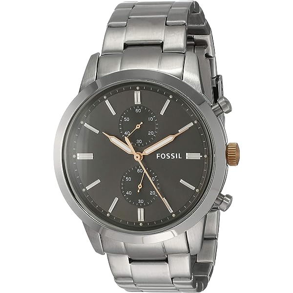 Fossil Townsman Chronograph Grey Dial Silver Steel Strap Watch for Men - FS5407