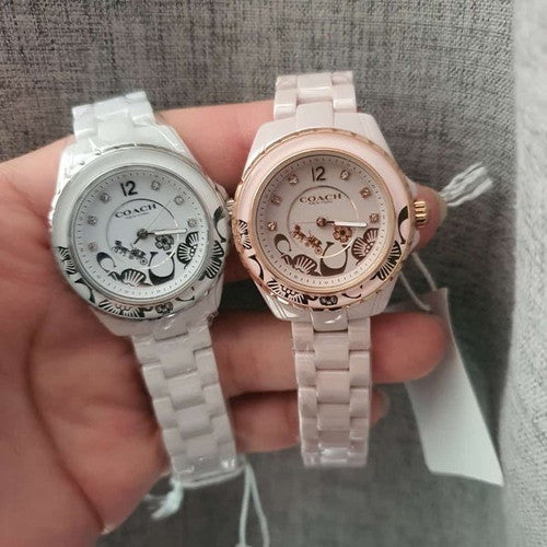Coach Preston White Dial White Steel Strap Watch for Women - 14503464