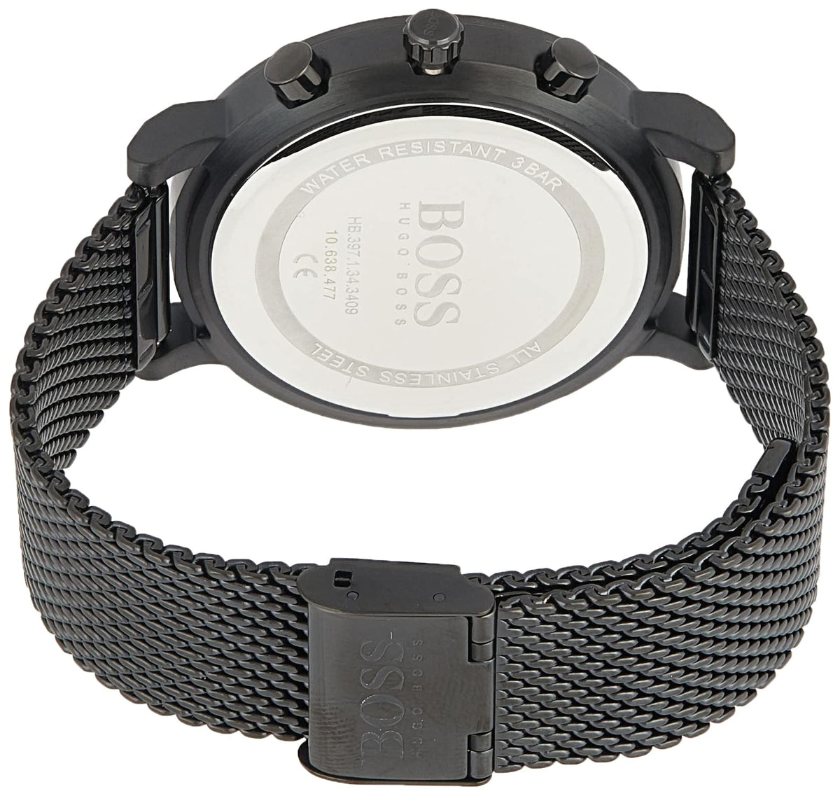 Hugo Boss Integrity Chronograph Black Dial Black Mesh Bracelet Watch for Men - 1513813