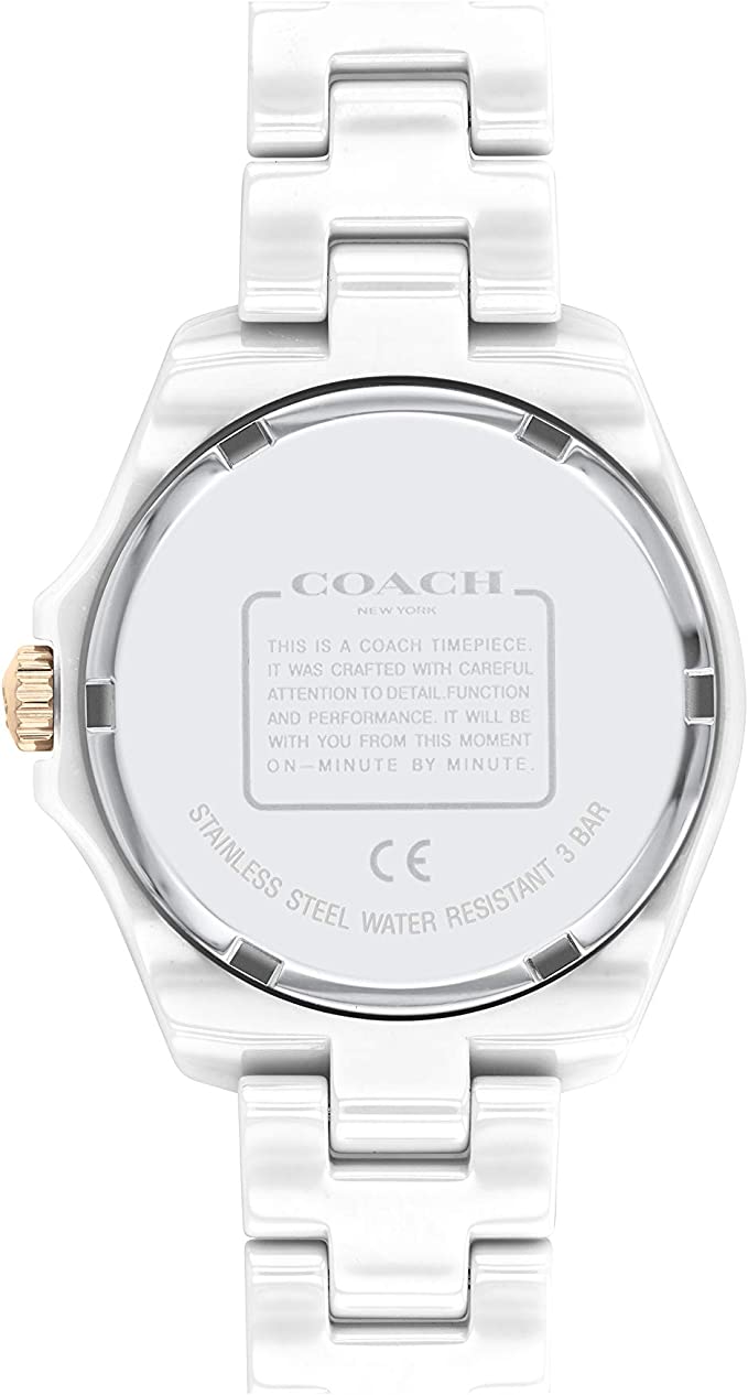 Coach Preston Mother of Pearl White Dial White Steel Strap Watch for Women - 14503662