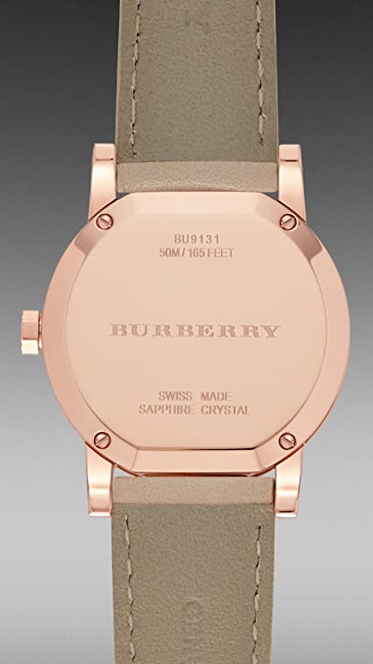 Burberry The City Diamonds Gold Dial Beige Leather Strap Watch for Women - BU9131