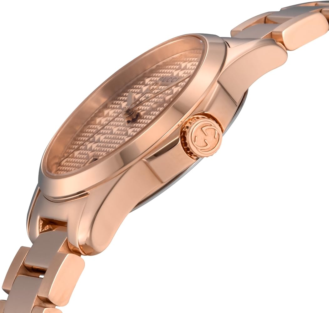 Gucci G Timeless Quartz Rose Gold Dial Rose Gold Steel Strap Watch For Women - YA126567