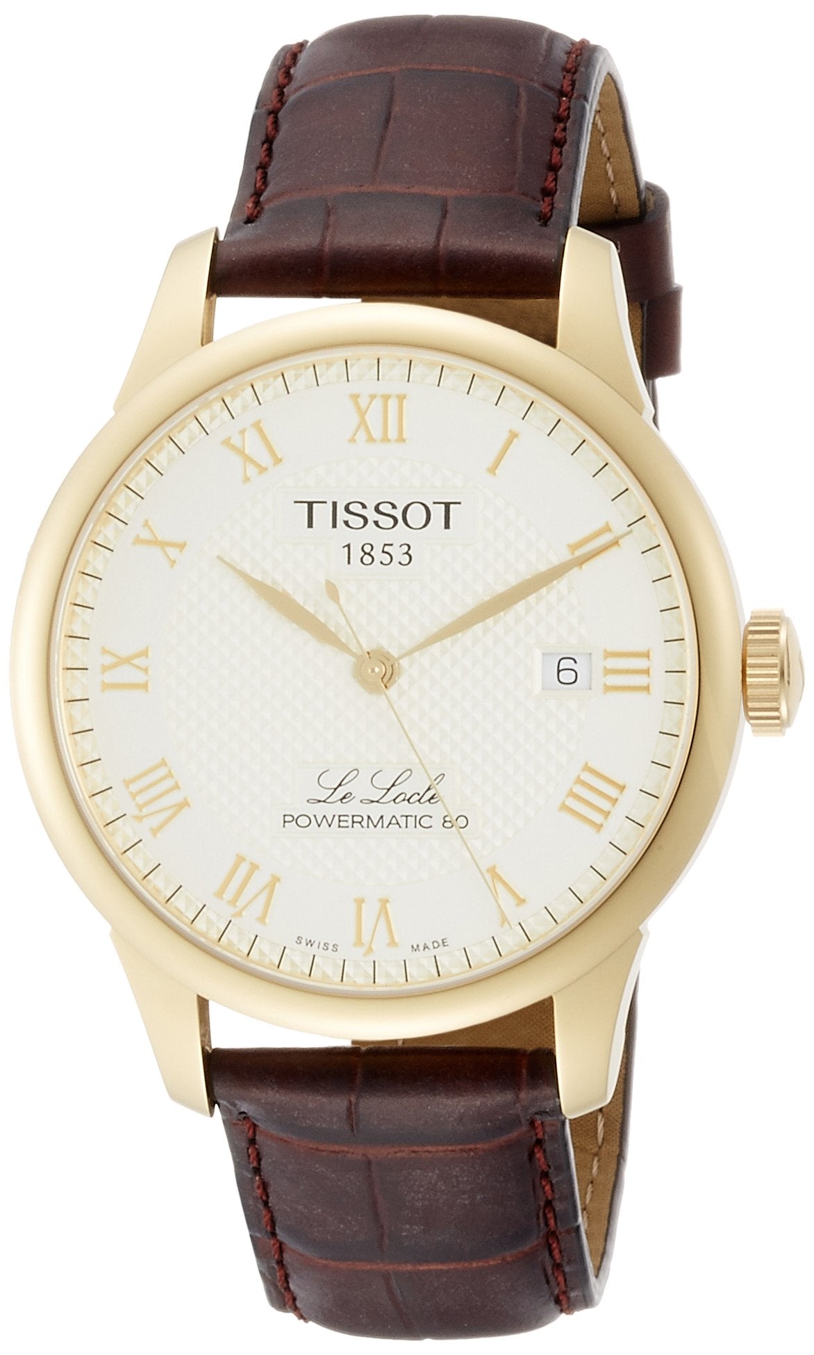 Tissot Le Locle Automatic Gold Dial Brown Leather Strap Watch For Men - T41.5.413.73