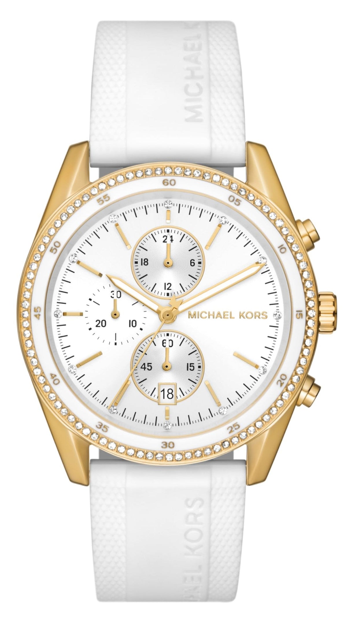 Michael Kors Hadyn Chronograph White Dial White Rubber Strap Watch for Women - MK7484