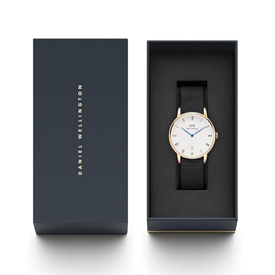 Daniel Wellington Dapper Cornwall White Dial Black Nylon Strap Watch For Men - DW00100261