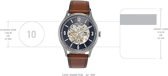 Fossil Forrester Luggage Automatic Skeleton Blue Dial Brown Leather Strap Watch for Men - ME3179