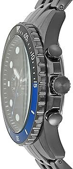 Fossil FB-01 Chronograph Black Dial Grey Steel Strap Watch for Men - FS5835
