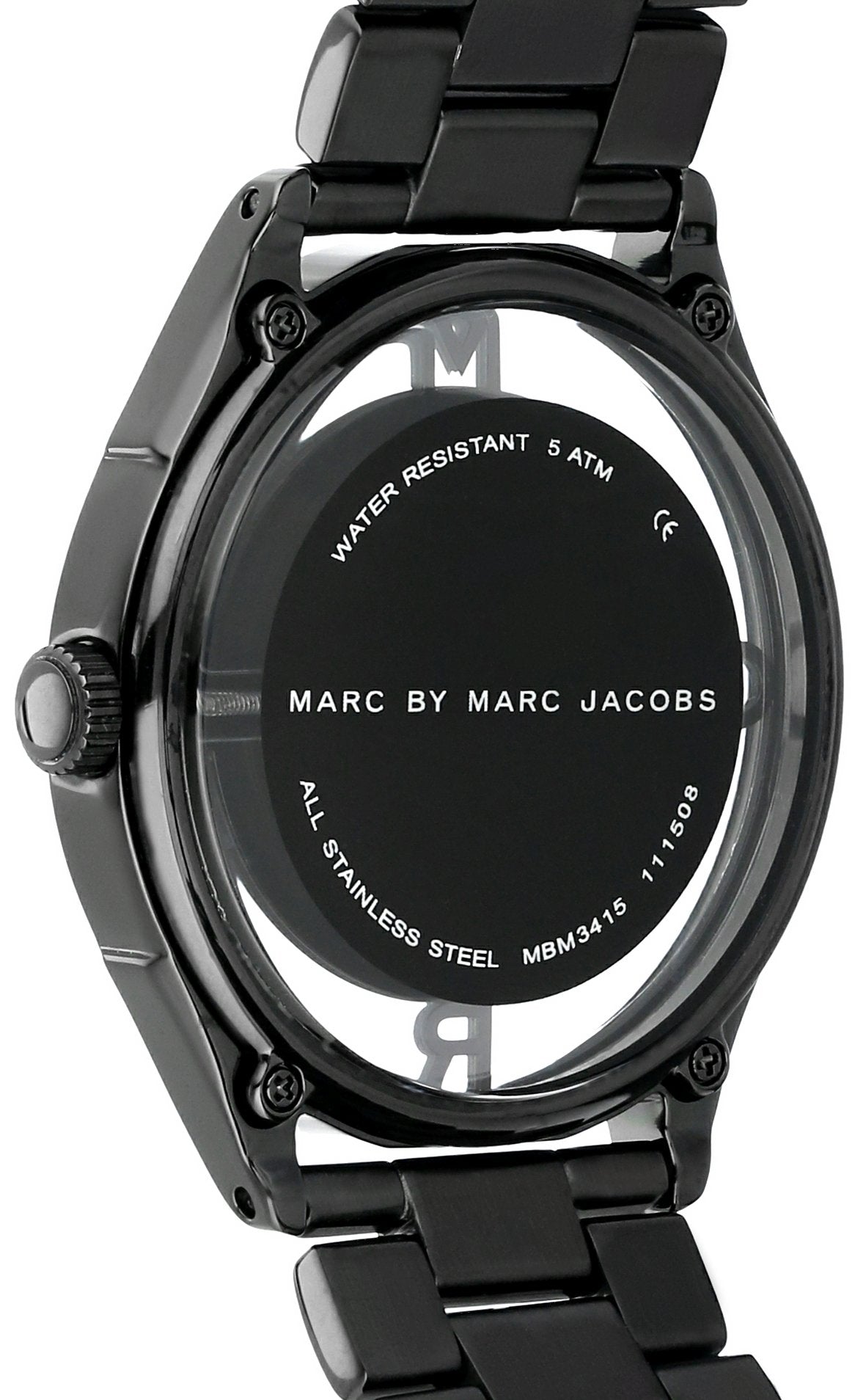 Marc Jacobs Tether Transparent Black Dial Black Steel Strap Watch for Women - MBM3415