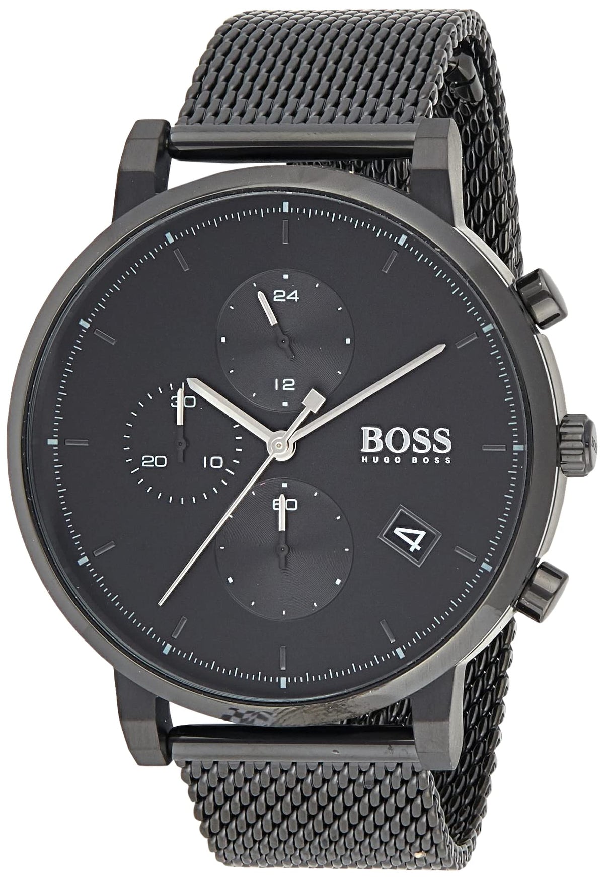 Hugo Boss Integrity Chronograph Black Dial Black Mesh Bracelet Watch for Men - 1513813