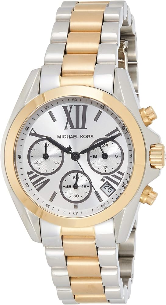 Michael Kors Bradshaw Chronograph Silver Dial Two Tone Steel Strap Watch For Women - MK5912