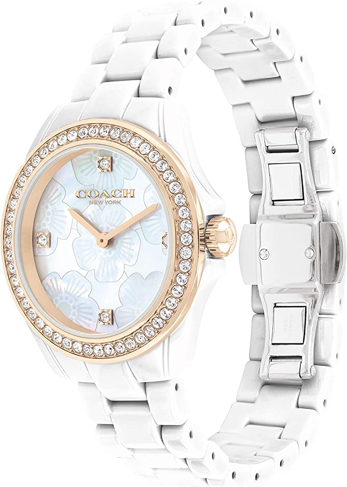 Coach Preston Mother of Pearl White Dial White Steel Strap Watch for Women - 14503662