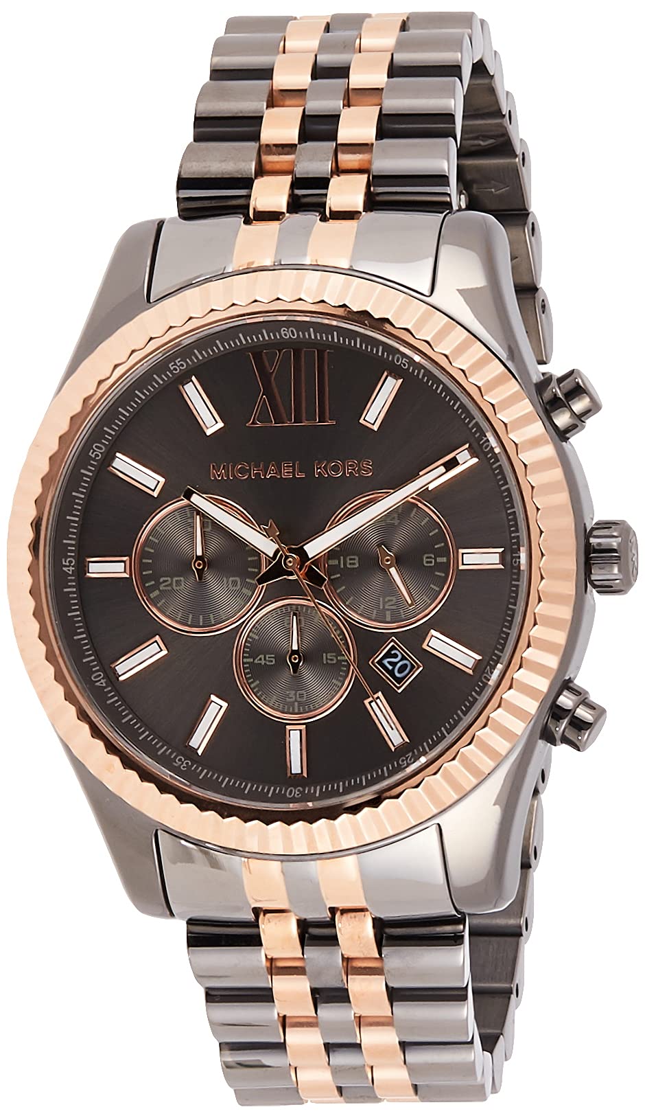Michael Kors Lexington Chronograph Black Dial Two Tone Steel Strap Watch for Men - MK8561