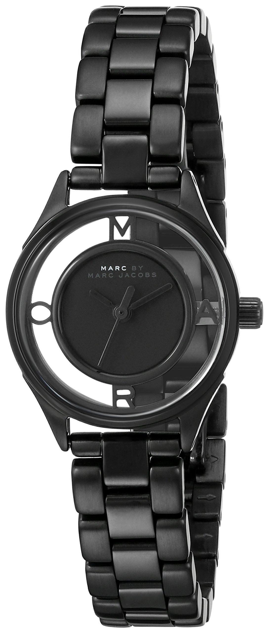 Marc Jacobs Tether Transparent Black Dial Black Steel Strap Watch for Women - MBM3419