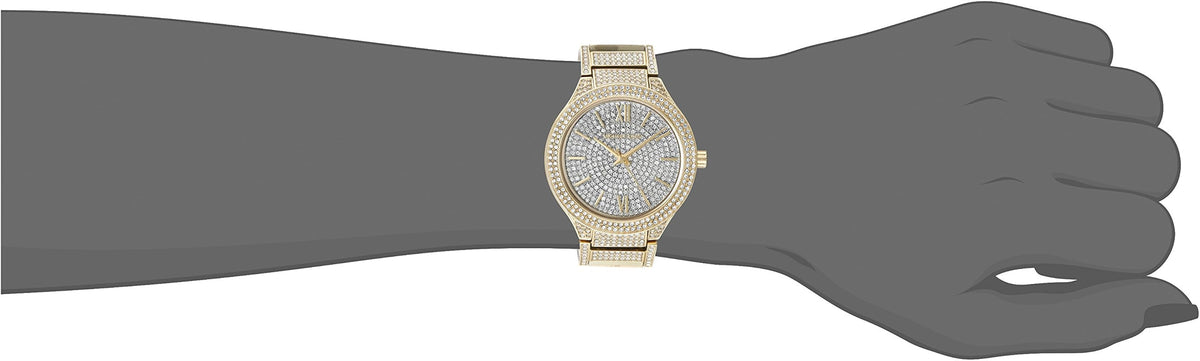 Michael Kors Kerry Crystals Gold Dial Gold Steel Strap Watch For Women - MK3360