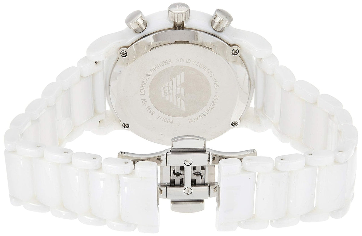 Emporio Armani Luigi Chronograph Ceramic White Dial White Ceramic Strap Watch For Men - AR1499